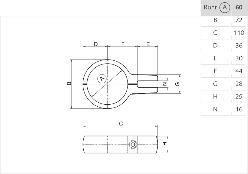 16 |  Trennwandhalter, 60 mm