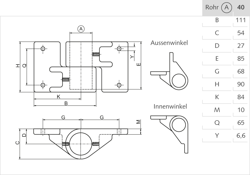 1155 | Corner Tube Bracket, flexible